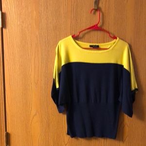 Half yellow,half blue sweater
